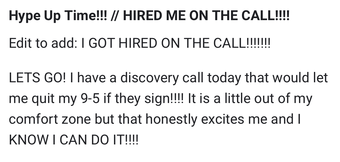 Hired on the call