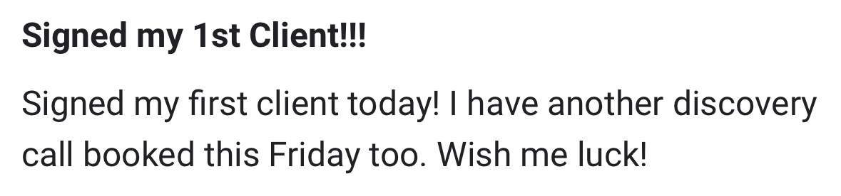 Signed first client