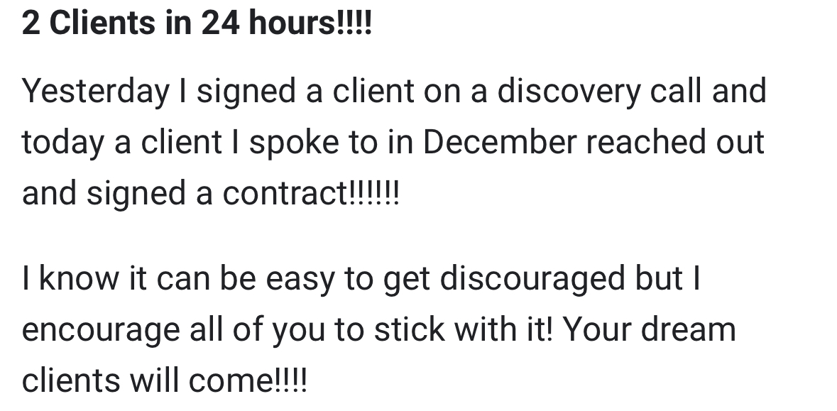 2 clients in 24 hours
