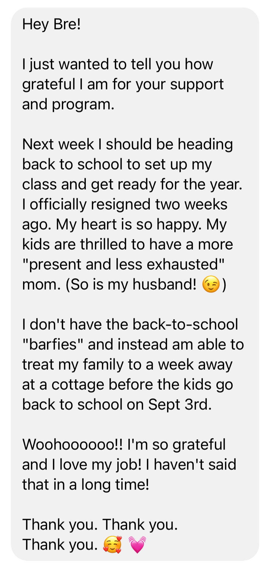 Teacher who resigned to be with her kids