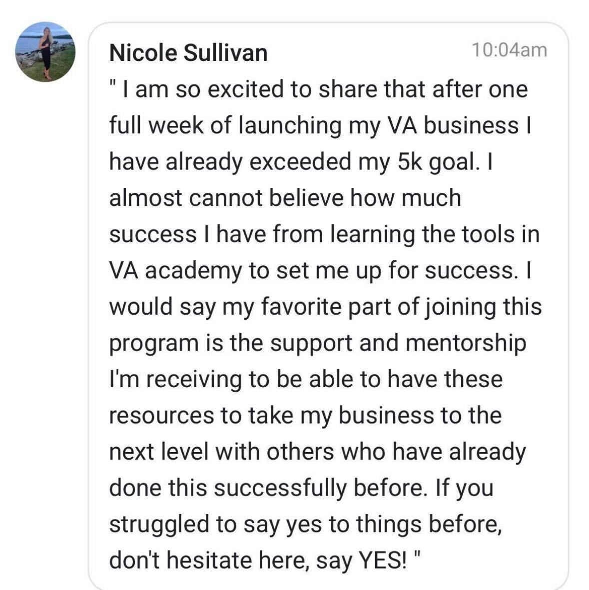 Nicole Sullivan testimonial